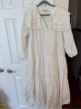 Sea New York Cream Eyelet Blouse with Ruffled Collar